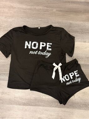 NOPE Not Today Black Sleep Set - Graphic Tee & Shorts